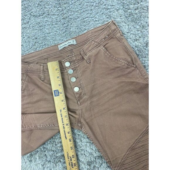 Abercrombie Fitch Jeans Womans 28 Brown Moto Ankle Cropped Button Fly Skinny Fit - Picture 4 of 9